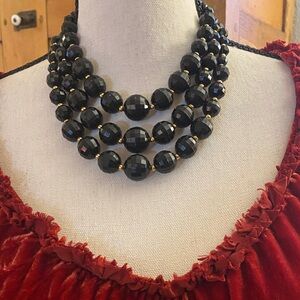Chic Black and Gold Beaded Necklace